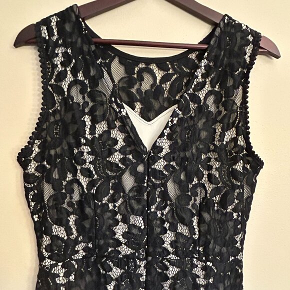 NWT MSLG Women Elegant Round Neck V-back Floral Lace Cocktail Party Dress Size L - Picture 5 of 16
